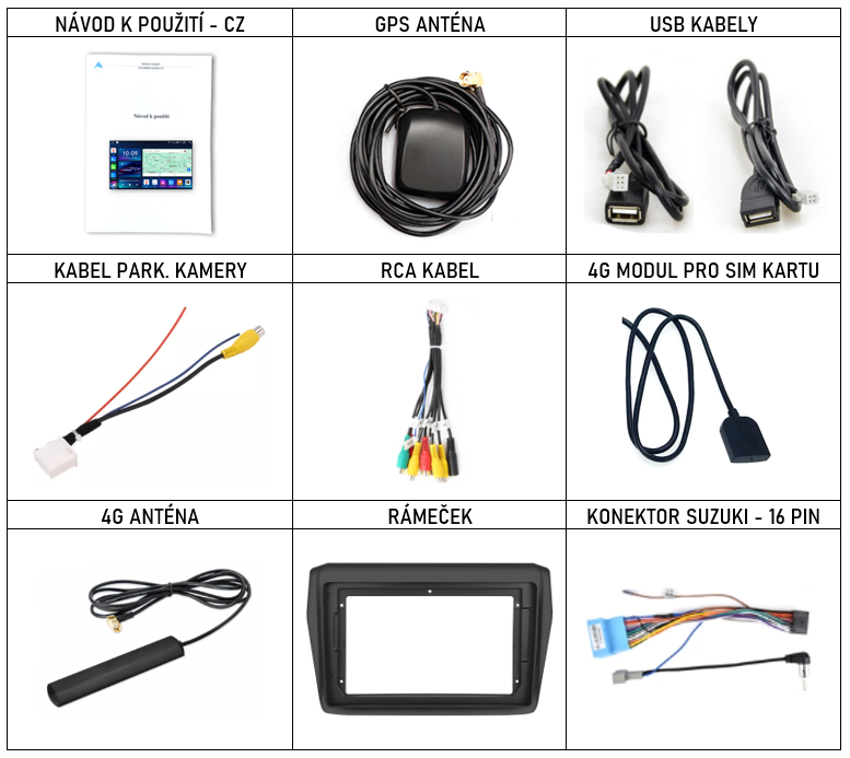 CZ příslušenství pro autorádio Everest pro Suzuki Swift s carplay a androidauto - evtech.cz